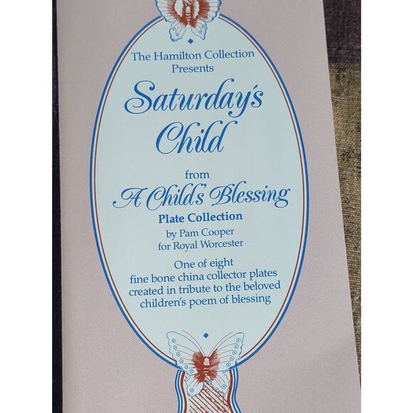 A Child's Blessing Plate By Pam Cooper Royal Worcester Saturday's Child & COA - Picture 3 of 9